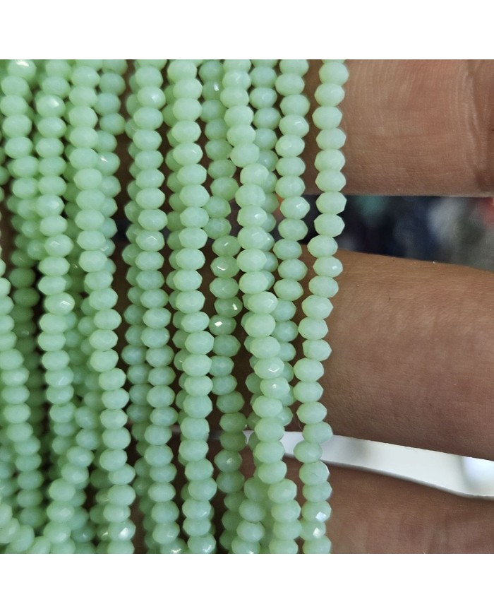 1mm İpe Dizili Kristal Boncuk Mat Nane Yeşili - 10 Dizi