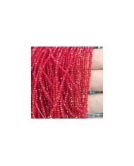 1mm İpe Dizili Kristal Boncuk Şeffaf Janjanlı Kırmızı - 10 Dizi