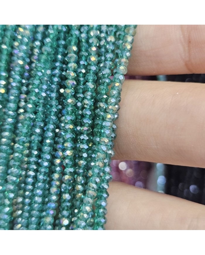 1mm İpe Dizili Kristal Boncuk Şeffaf Janjanlı Zümrüt Yeşili - 10 Dizi