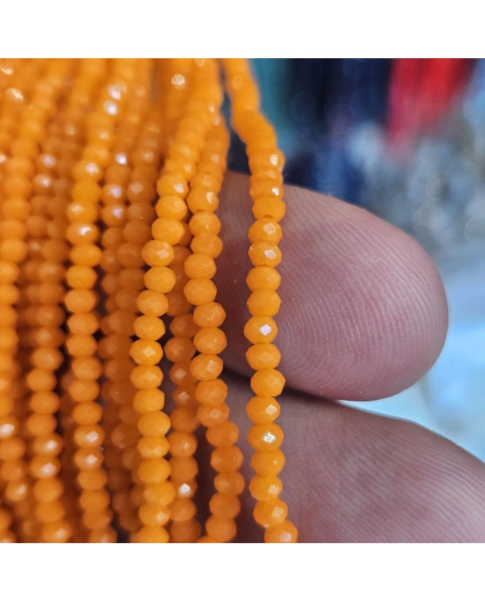 1mm İpe Dizili Kristal Boncuk Mat Turuncu - 10 Dizi