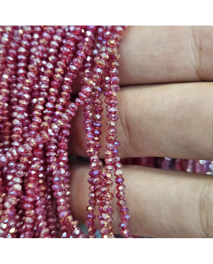 1mm İpe Dizili Kristal Boncuk Şeffaf Janjanlı Şarap Kırmızısı - 10 Dizi