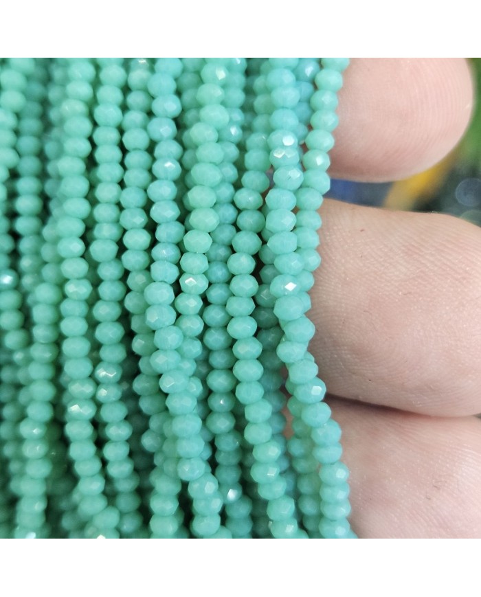 2mm İpe Dizili Kristal Boncuk Mat Su Yeşili - 10 Dizi