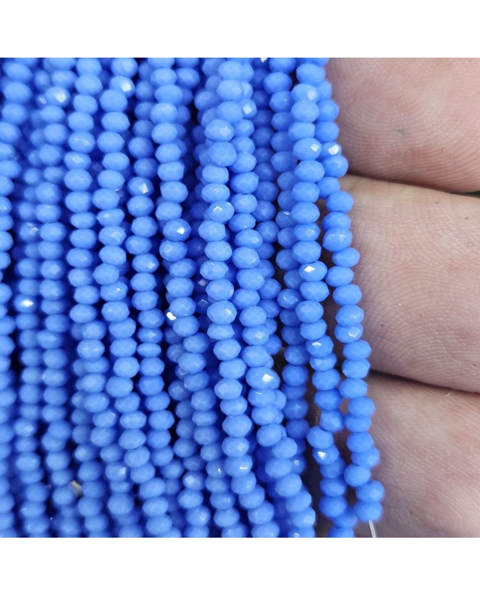 2mm İpe Dizili Kristal Boncuk Mat Mavi - 10 Dizi