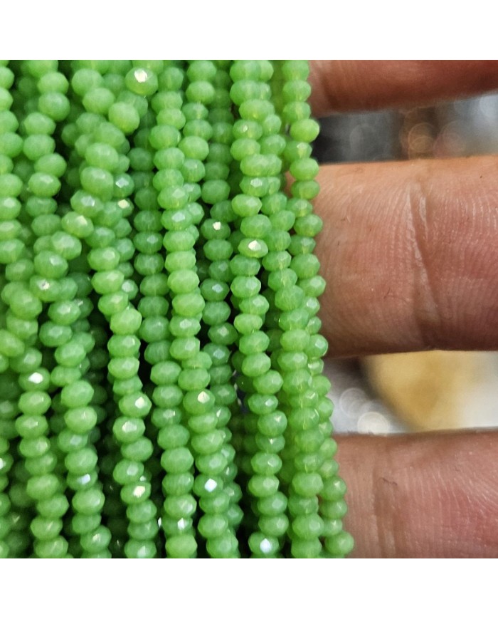 2mm İpe Dizili Kristal Boncuk Mat Açık Yeşil - 10 Dizi