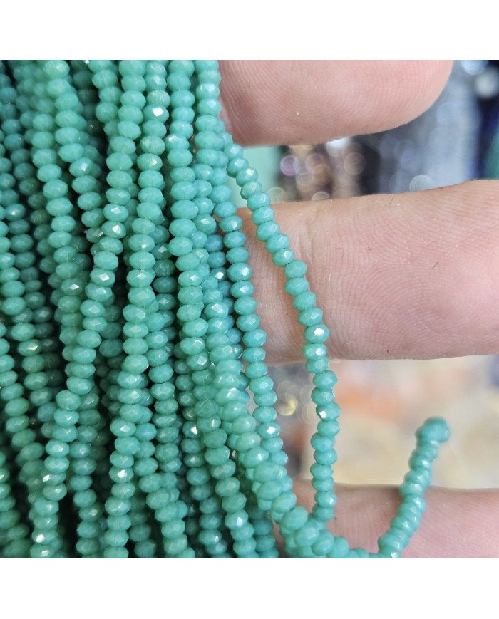 2mm İpe Dizili Kristal Boncuk Mat Mint Yeşili - 10 Dizi