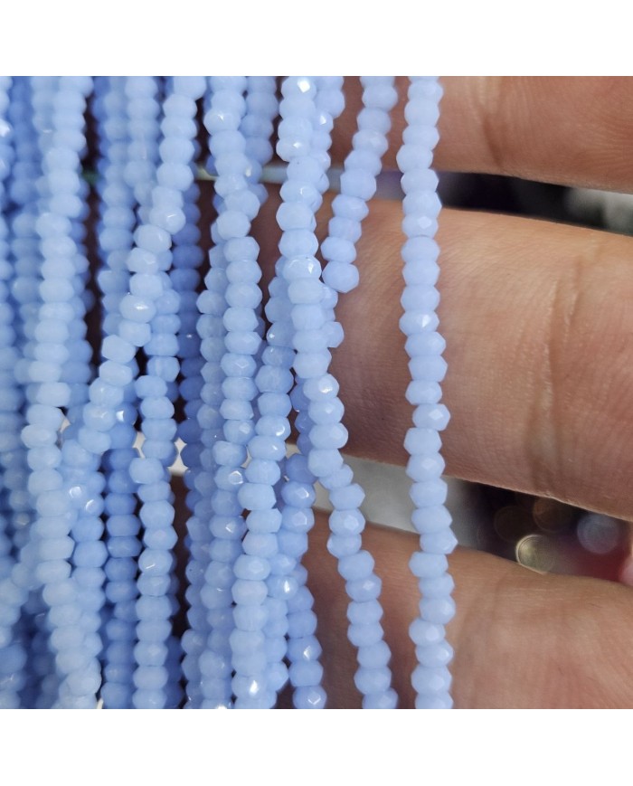 2mm İpe Dizili Kristal Boncuk Mat Bebek Mavisi - 10 Dizi