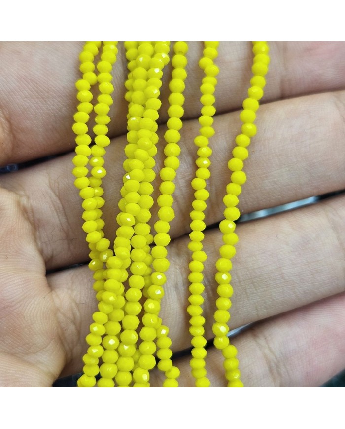 2mm İpe Dizili Kristal Boncuk Mat Sarı - 10 Dizi