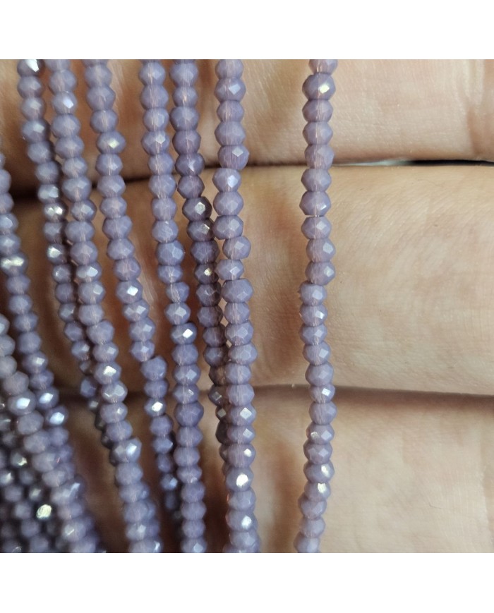 2mm İpe Dizili Kristal Boncuk Mat Lavanta - 10 Dizi