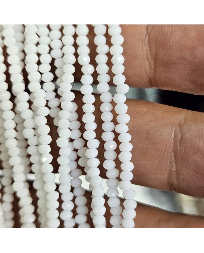 2mm İpe Dizili Kristal Boncuk Mat Beyaz - 10 Dizi