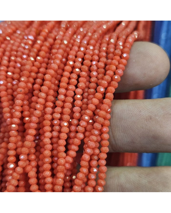 2mm İpe Dizili Kristal Boncuk Mat Turuncu - 10 Dizi