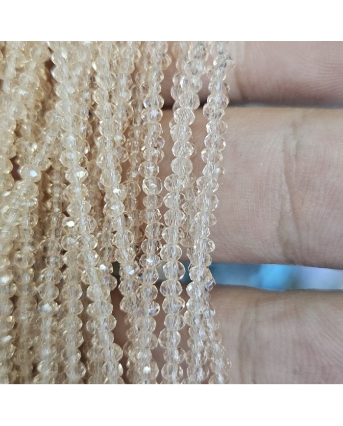 2mm İpe Dizili Kristal Boncuk Şeffaf Altın Sarı - 10 Dizi