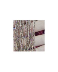 2mm İpe Dizili Kristal Boncuk Metalik Kaplama Janjanlı Şampanya Mor Altın - 10 Dizi