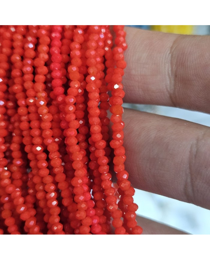 2mm İpe Dizili Kristal Boncuk Mat Nar Çiçeği - 10 Dizi