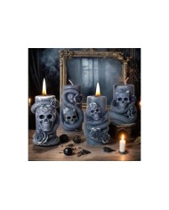 Kafatası ve Yılan Desenli Epoksi Mum ve Beton Kalıbı - Kod: