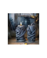 Kafatası ve Yılan Desenli Epoksi Mum ve Beton Kalıbı - Kod: