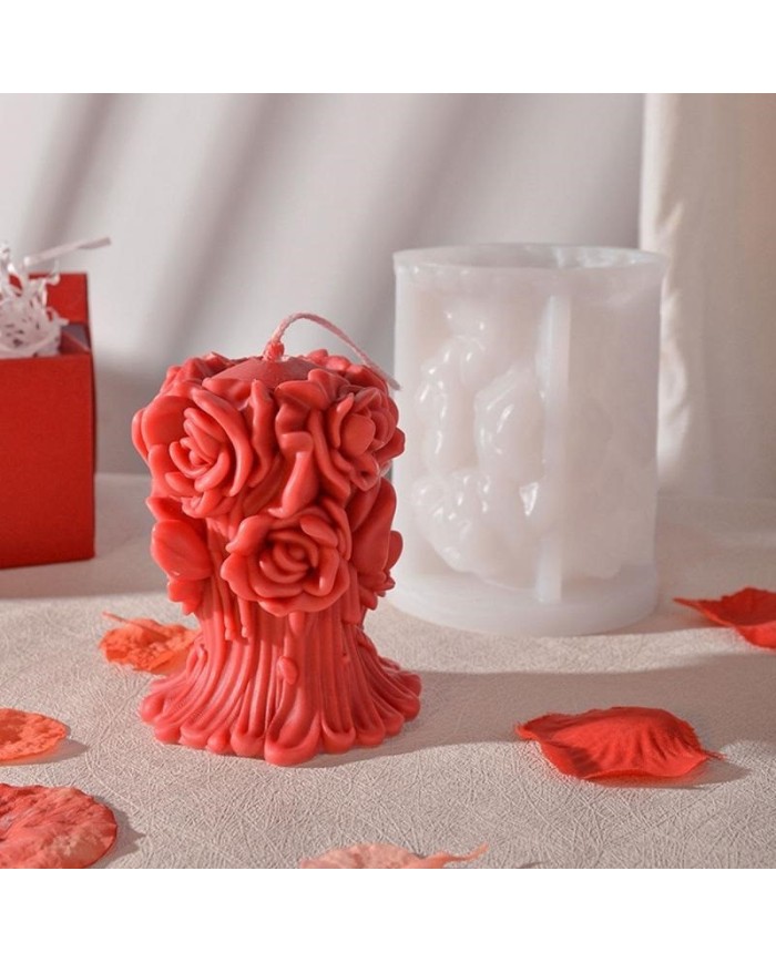 Romantik Gül Şelalesi Mum Epoksi ve Beton Kalıbı - Kod: 1170C