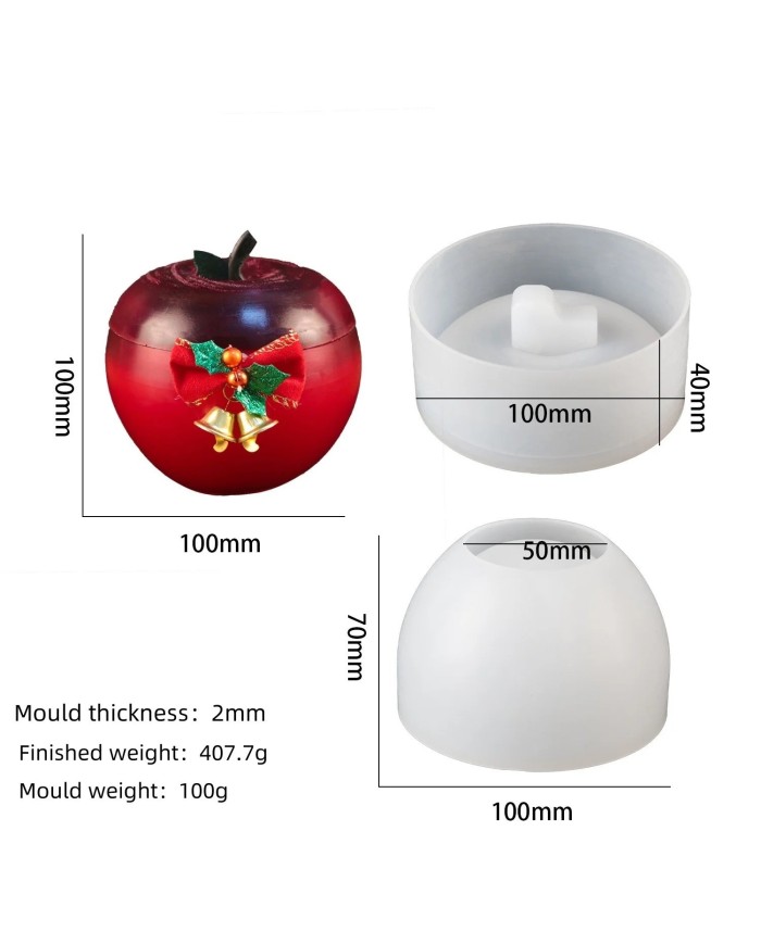 Noel Elması Mum Epoksi ve Beton Kalıbı - Kod: 1155B