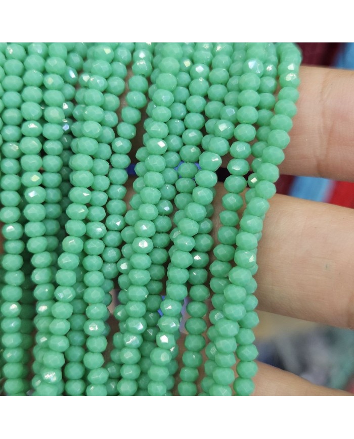 3mm İpe Dizili Kristal Boncuk Mat Mint Yeşili - 10 Dizi