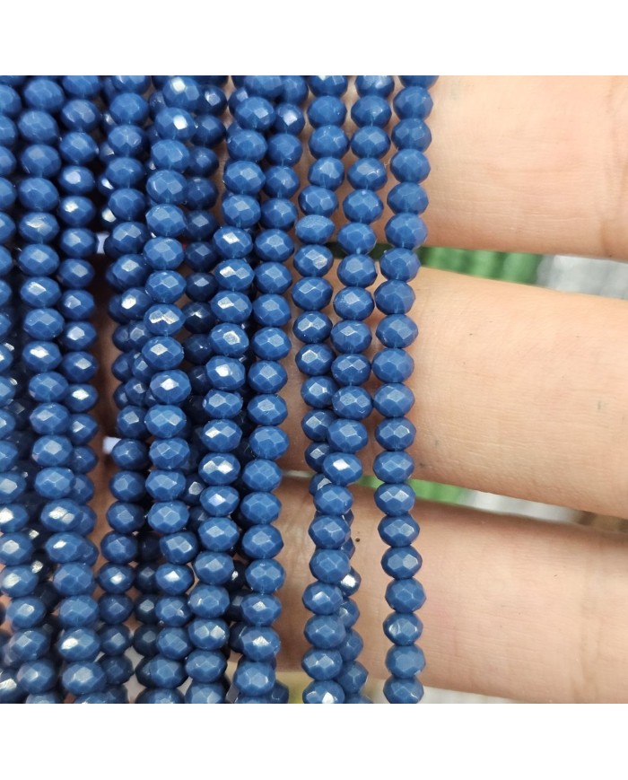 3mm İpe Dizili Kristal Boncuk Mat Gece Mavisi - 10 Dizi