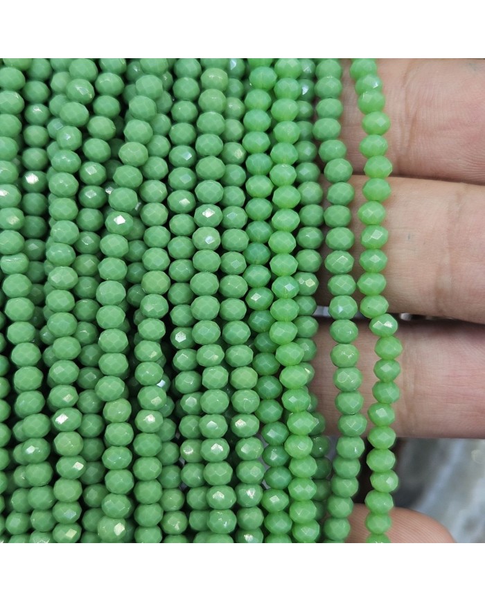 3mm İpe Dizili Kristal Boncuk Mat Fıstık Yeşili - 10 Dizi