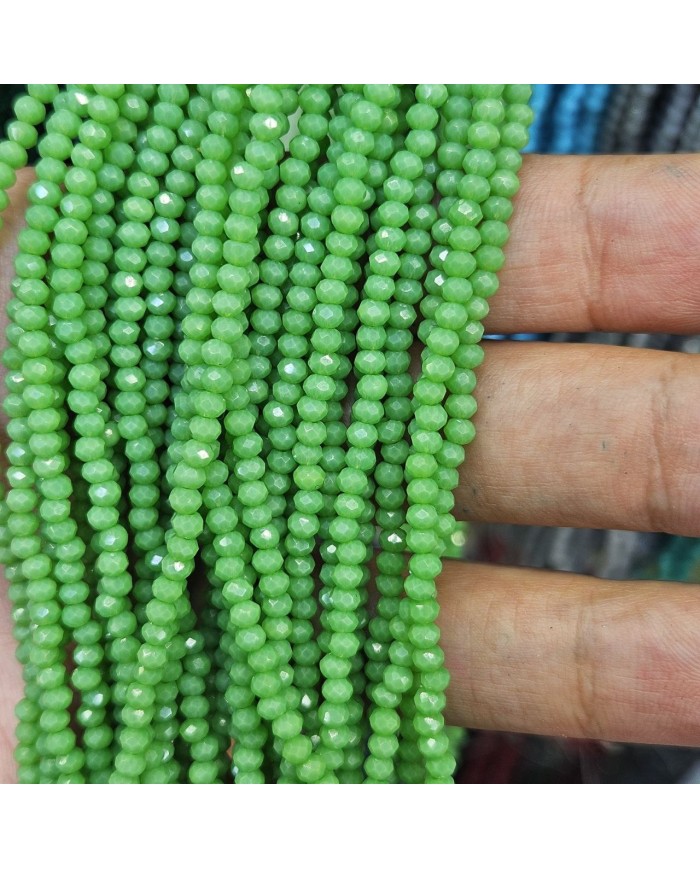 3mm İpe Dizili Kristal Boncuk Mat Açık Yeşil - 10 Dizi