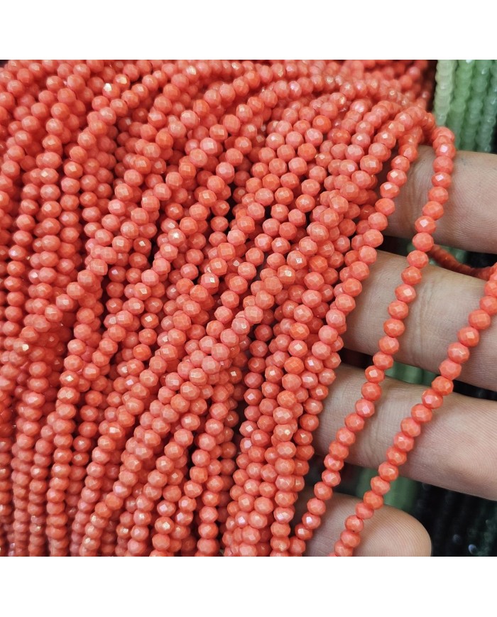 3mm İpe Dizili Kristal Boncuk Mat Somon Pembe - 10 Dizi