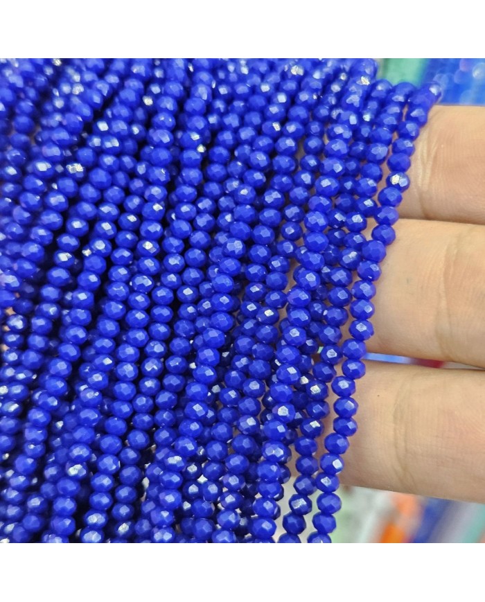 3mm İpe Dizili Kristal Boncuk Mat Kobalt Mavi - 10 Dizi