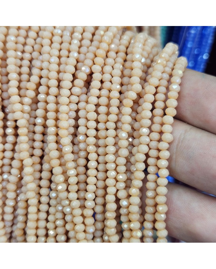 3mm İpe Dizili Kristal Boncuk Mat Pastel Şeftali - 10 Dizi