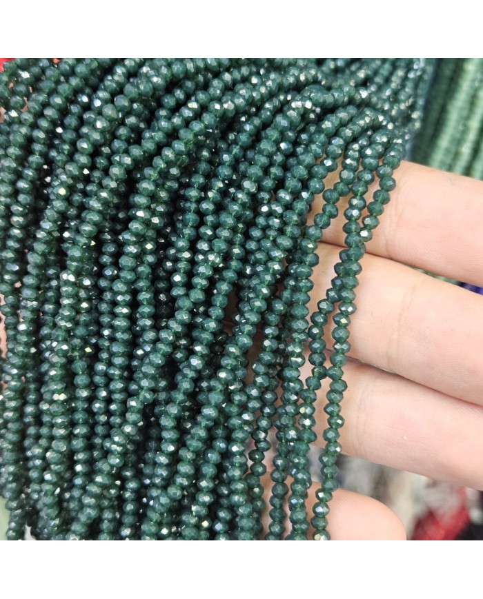 3mm İpe Dizili Kristal Boncuk Mat Zümrüt Yeşili - 10 Dizi