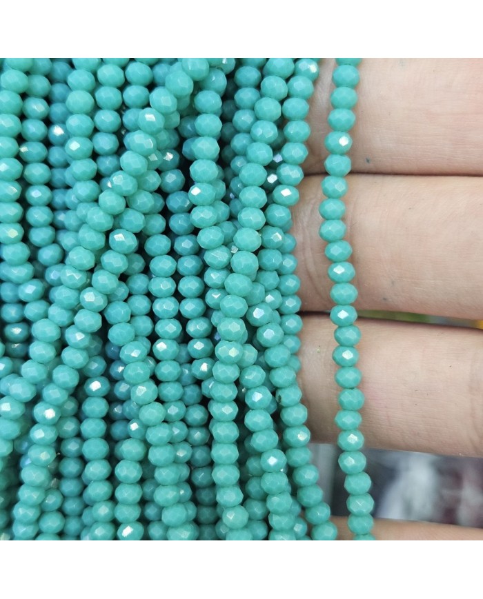 3mm İpe Dizili Kristal Boncuk Mat Turkuaz - 10 Dizi