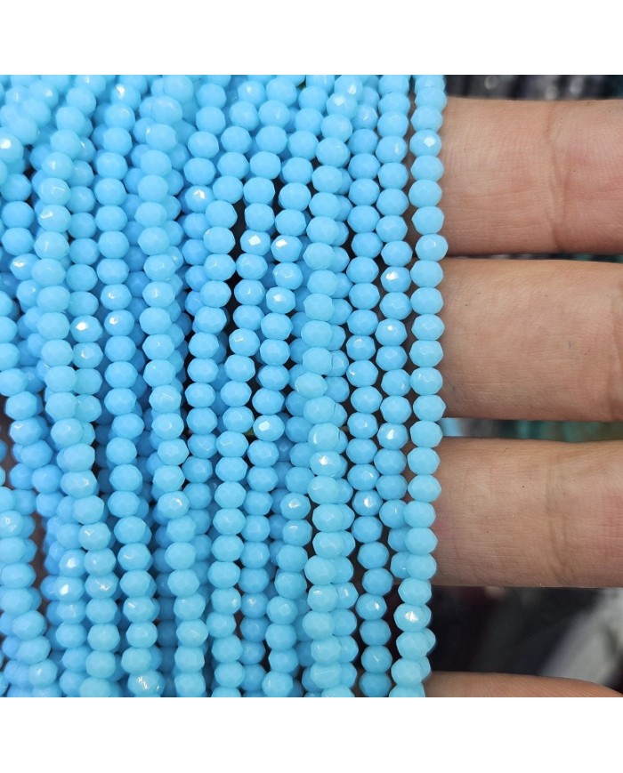 3mm İpe Dizili Kristal Boncuk Mat Bebe Mavisi - 10 Dizi