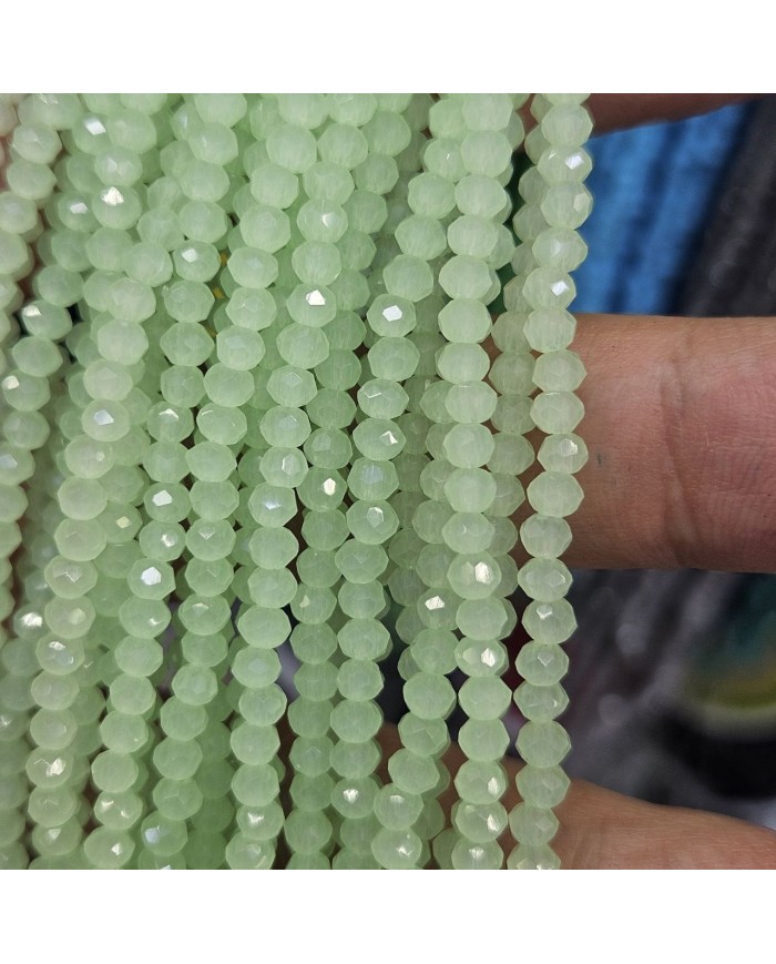 5 Adet İpe Dizili Yuvarlak Kristal Boncuk - Açık Pastel Yeşil -