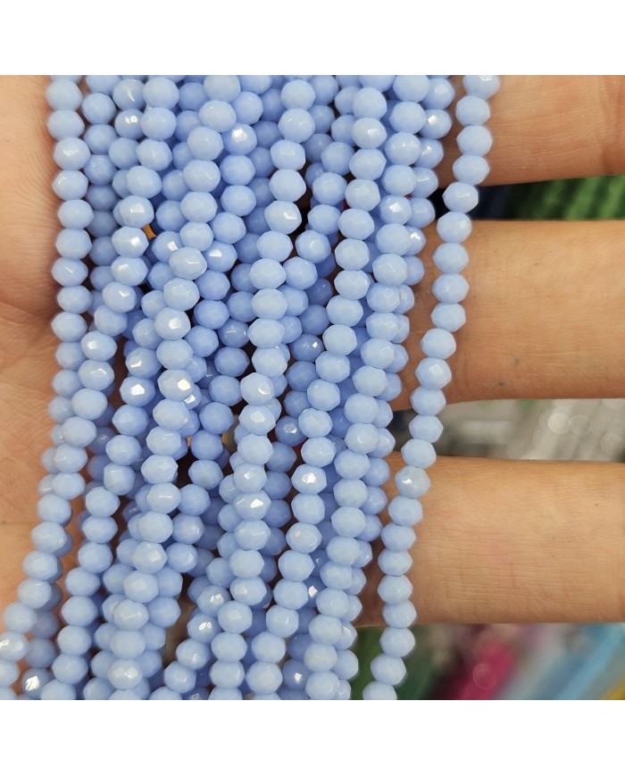 3mm İpe Dizili Kristal Boncuk Mat Pastel Mavi - 10 Dizi