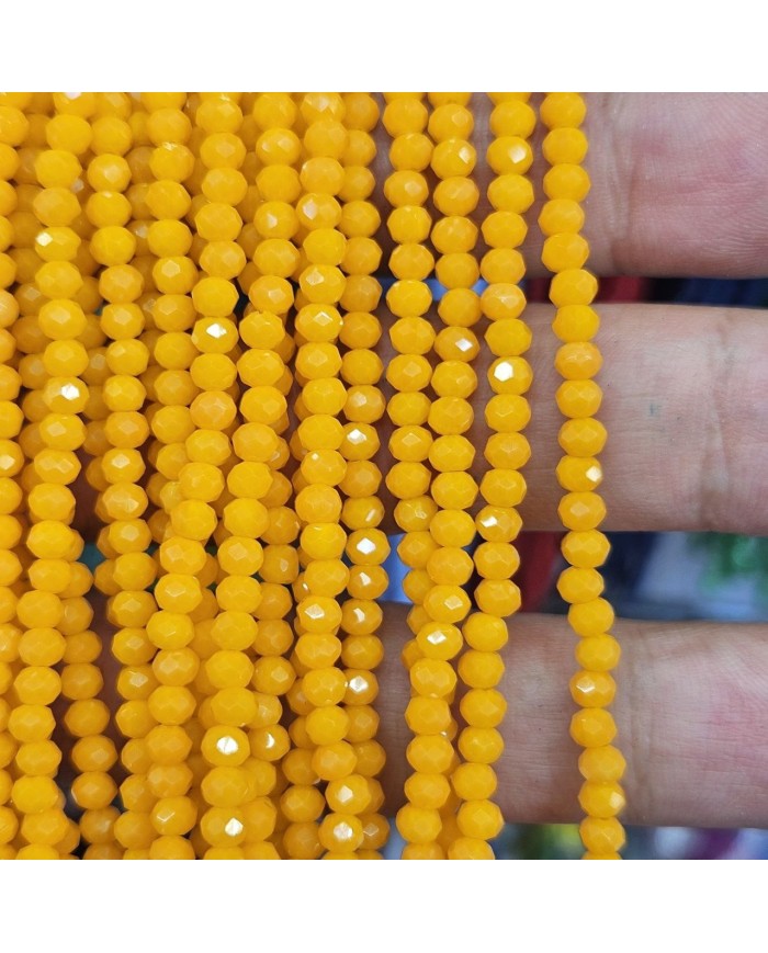 3mm İpe Dizili Kristal Boncuk Mat Turuncu Sarı - 10 Dizi