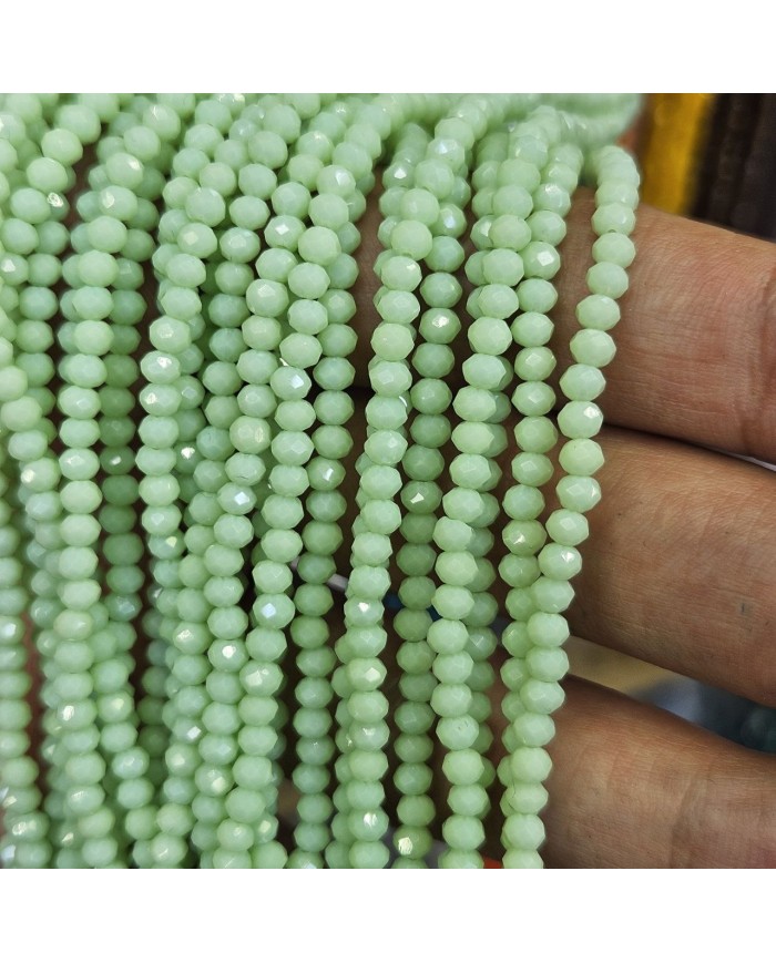 3mm İpe Dizili Kristal Boncuk Mat Buzlu Yeşil - 10 Dizi