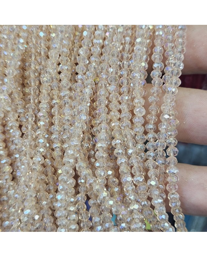 3mm İpe Dizili Kristal Boncuk Şeffaf Janjanlı Şampanya - 10 Dizi