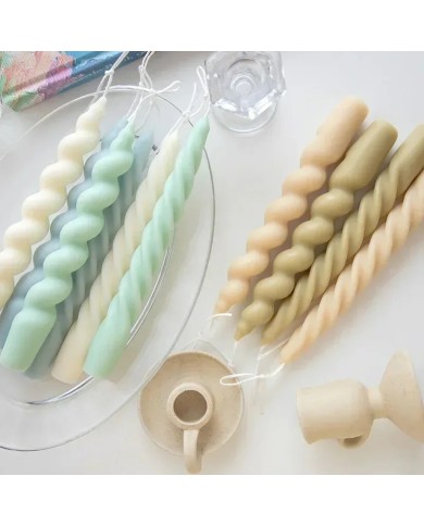 Pimli Burgu Şamdan Mum Kalıbı - Hobi Silikon Kalıbı -Kod:1115