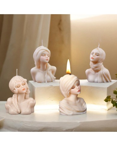 Kızılcık Şerbeti Örtülü Kadın Mum Beton Silikon Kalıp Kod 1257A