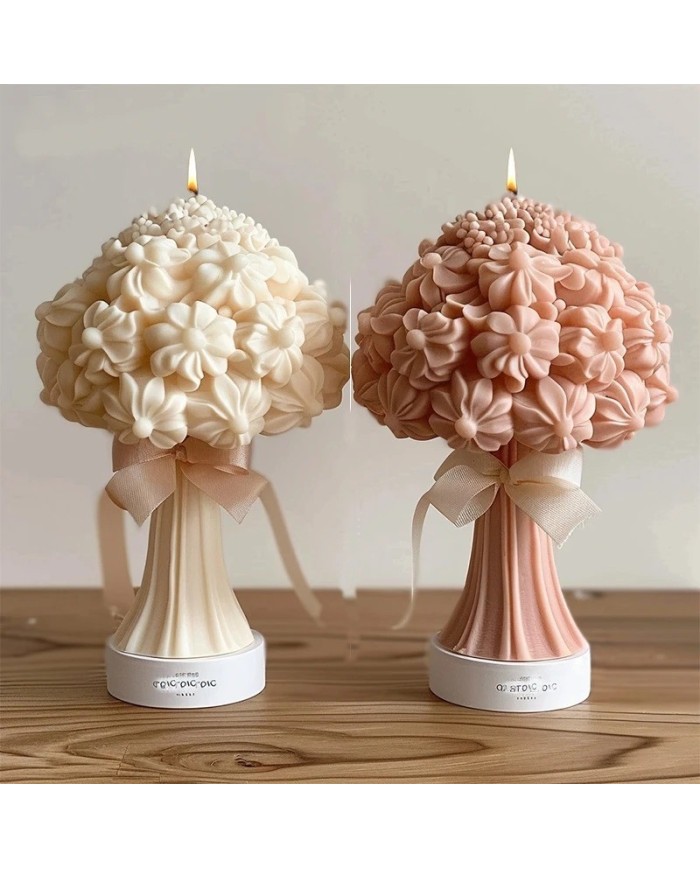 3D Gül Buketi Mum Silikon Kalıp -, Şakayık, Gül ve Çiçek Kümesi