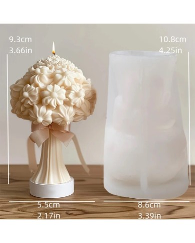 3D Gül Buketi Mum Silikon Kalıp -, Şakayık, Gül ve Çiçek Kümesi