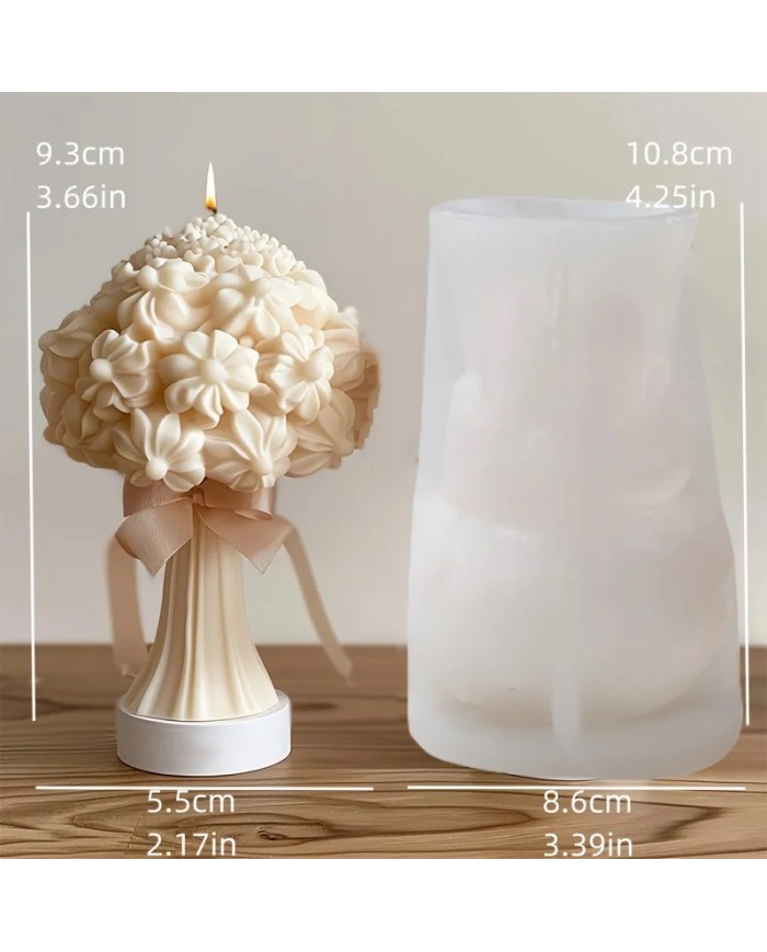 3D Gül Buketi Mum Silikon Kalıp -, Şakayık, Gül ve Çiçek Kümesi