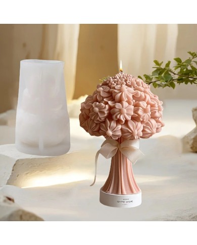 3D Gül Buketi Mum Silikon Kalıp -, Şakayık, Gül ve Çiçek Kümesi