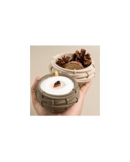 Bambu Desenli Örgü Yuvarlak Beton Saksı Kalıbı - Hobi Silikon