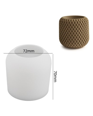 Geometrik File Desenli Yuvarlak Beton Saksı Kalıbı - Hobi