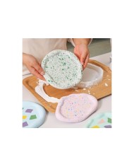 Asimetrik Yuvarlak Tepsi Bardak Altı Reçine Epoksi ve Beton Kalıbı - Kod:1272