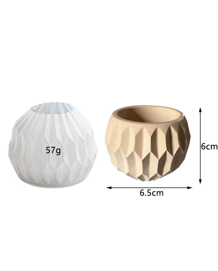Geometrik Kristal Desenli Yuvarlak Beton Saksı Kalıbı - Hobi