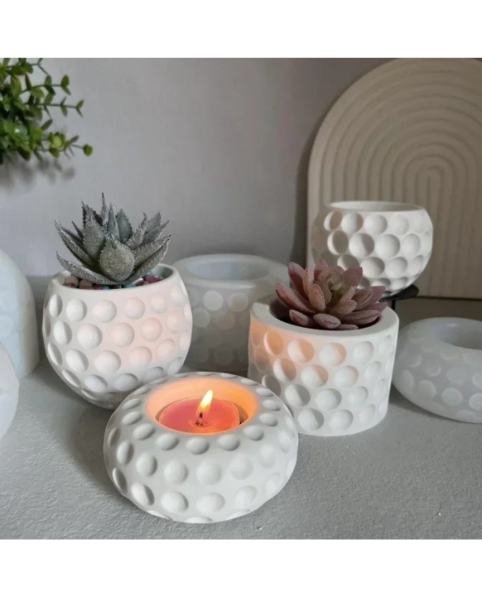 Geometrik Kristal Desenli Yuvarlak Beton Saksı Kalıbı - Hobi