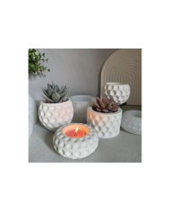 Geometrik Kristal Desenli Yuvarlak Beton Saksı Kalıbı - Hobi