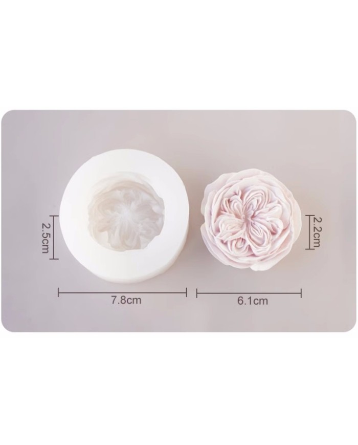 Katmerli Gül Çiçeği Epoksi Mum ve Beton Kalıbı - Kod: 1277