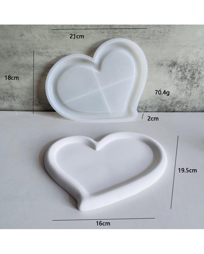 Kalp Terazzo Bardak Altı Mini Tepsi Reçine Epoksi ve Beton